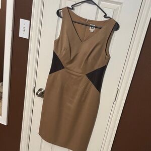 Anne Klein Tan and Brown Sheath Dress